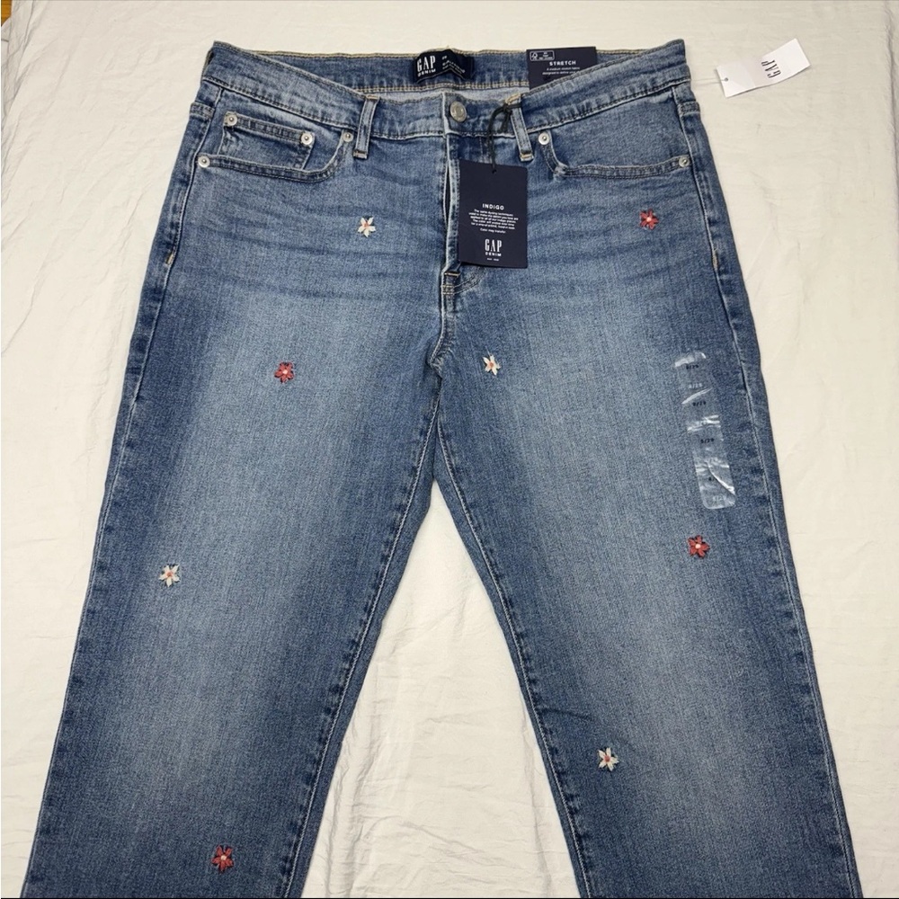 GAP Women's Light Blue Floral Straight Leg Jeans